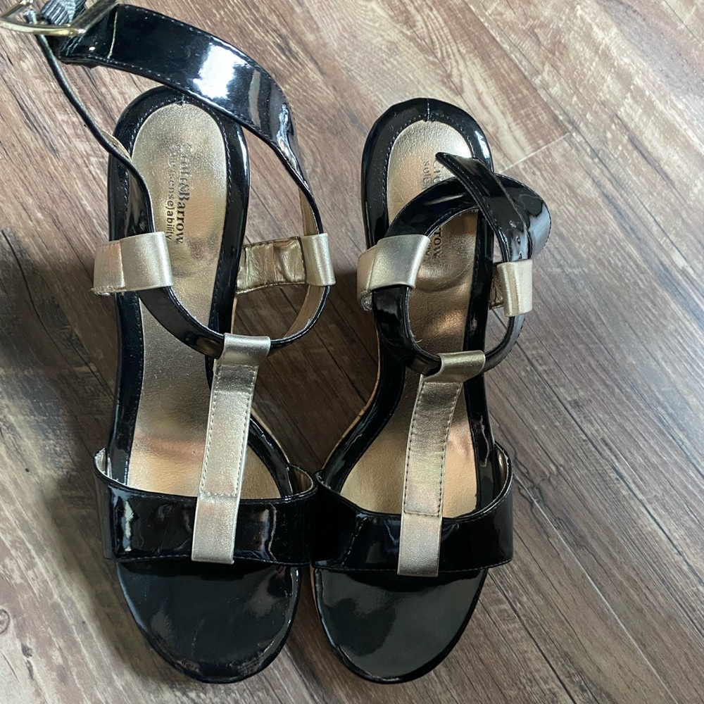 Black and Gold Woman’s Wedge Heels